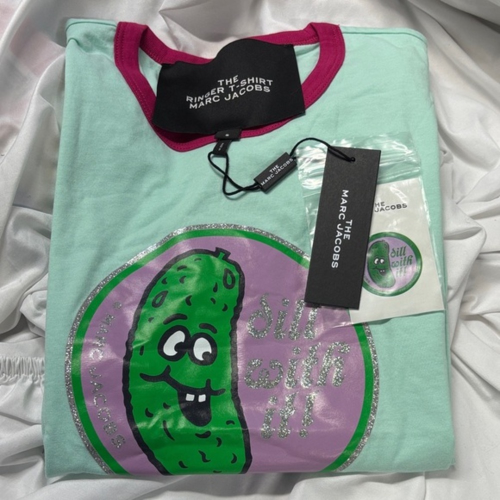Marc Jacobs The Ringer t shirt Green multi color short sleeve  Pickle Graphic S